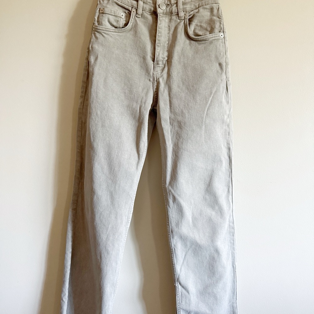 Zara light grey straight leg jeans, size 2